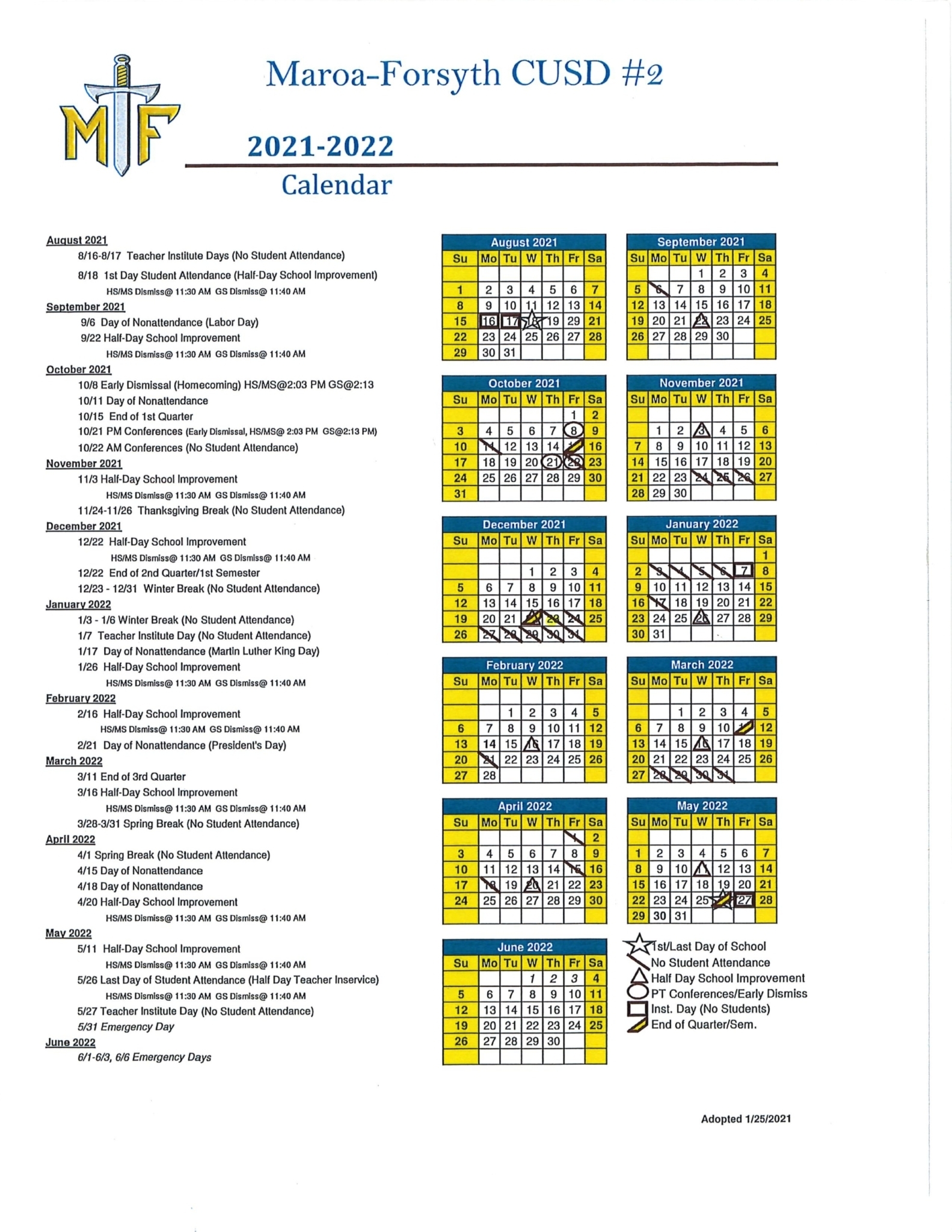 2021-2022 Calendar