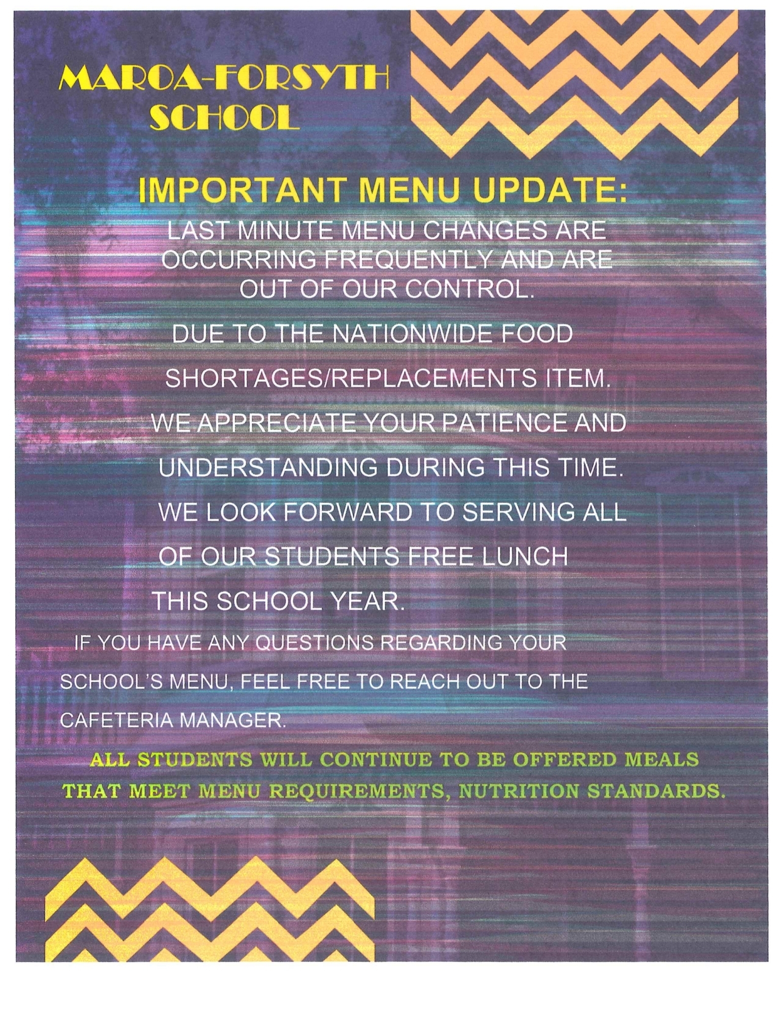 Menu Update 2021