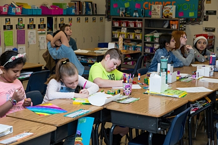 Grade Schooler Coloring Rainbow
