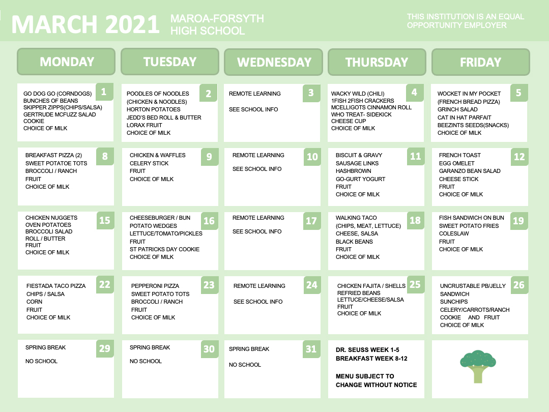 March High School Menu